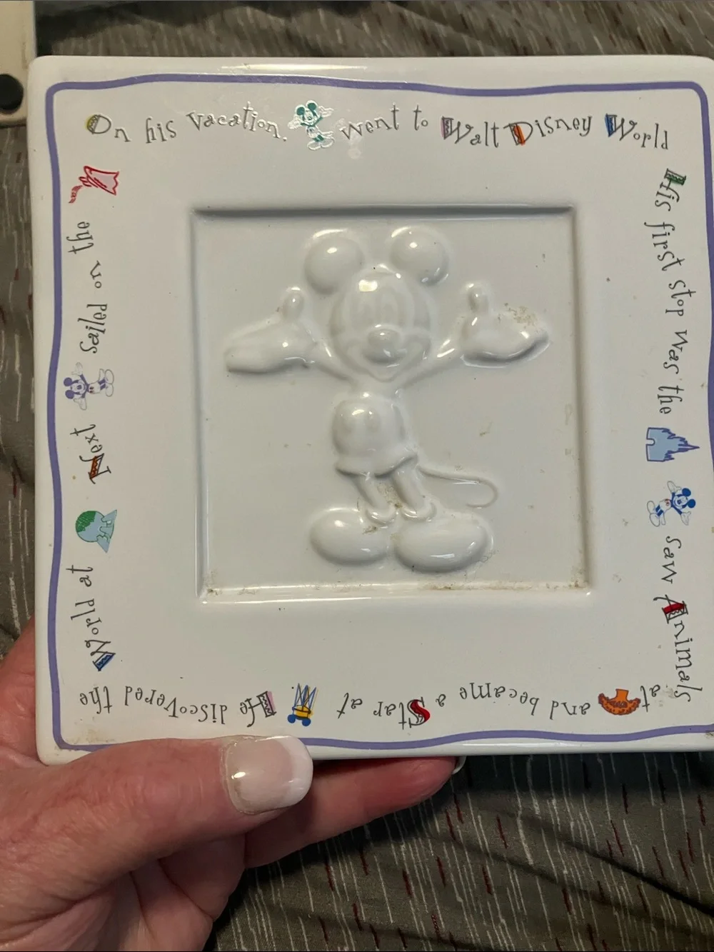 Vintage Set Of Disney Porcelain Embossed Mickey Mouse Trivets